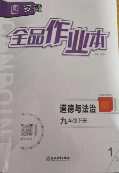 2023年全品作业本九年级政治下册安徽专版
