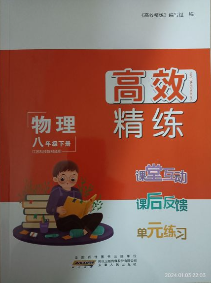 2023年高效精练课堂互动课后反馈单元练习八年级物理下册江苏版